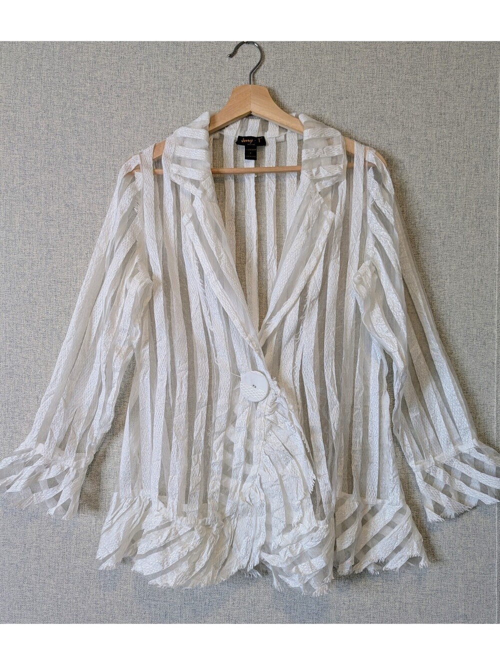 Vintage 90s sheer striped ruffled avant garde shirt jacket